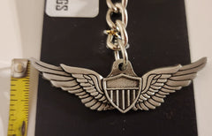 US Army Pilot Aviator Wings Pewter Keychain
