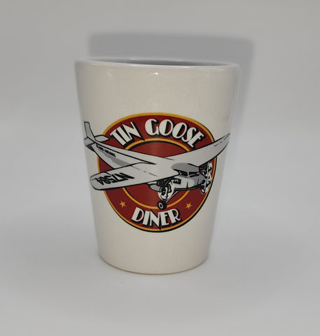Tin Goose Diner Tri-Motor Plane Roundel Logo Ceramic Shotglass