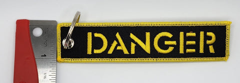 Danger Black/Yellow Embroidered Keychain
