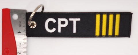 CPT (Captain) with 4 Gold Stripes/Bars Embroidered Keychain
