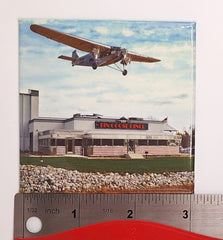 1928 Ford Tri-Motor "City of Wichita" Flying over the Tin Goose Diner 1950's Diner Square Magnet