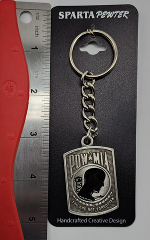 POW MIA Pewter Logo Enamel Keychain