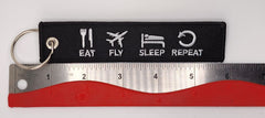 Eat Fly Sleep Repeat Embroidered Keychain