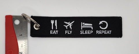 Eat Fly Sleep Repeat Embroidered Keychain
