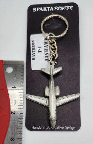 Raytheon T-1 Jayhawk Pewter Airplane Keychain