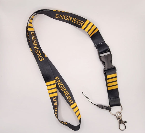 Engineer Black/Yellow Bars Lanyard