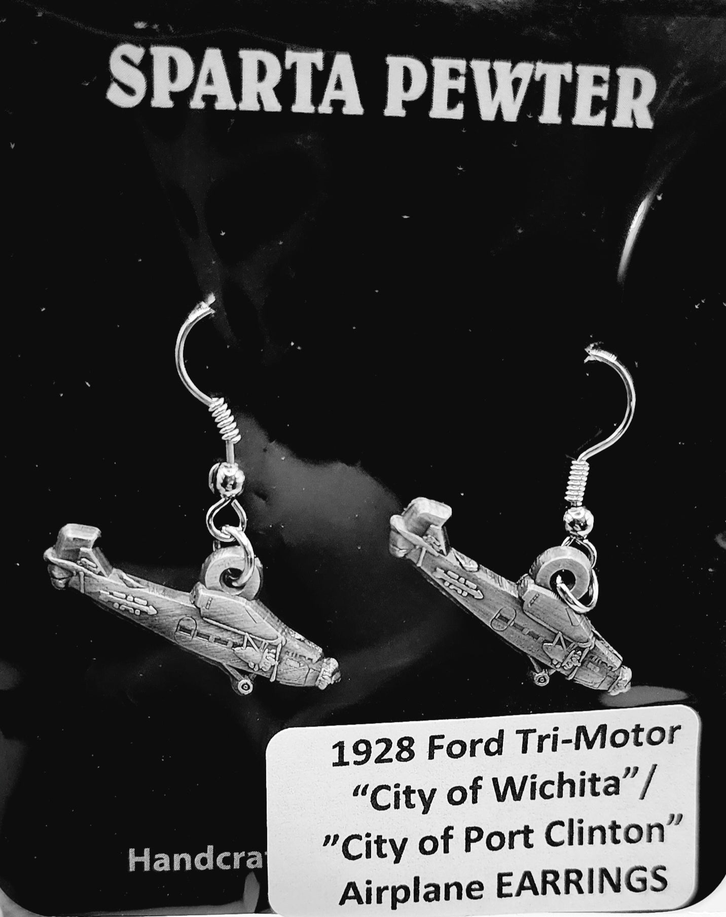 Ford Tri-Motor "City of Wichita"/"City of Port Clinton" Pewter Earrings