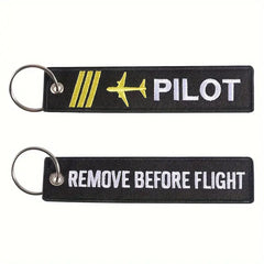 Pilot RBF Remove Before Flight Plane Embroidered Keychain