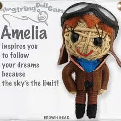 Amelia Earhart String Doll Keychain