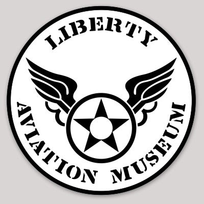 Liberty Aviation Museum Black & White Roundel Logo 3in Round Sticker