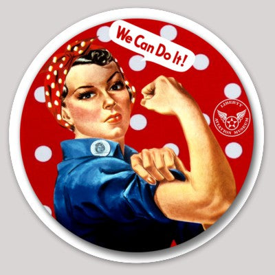 Rosie the Riveter Red/White Polka Dot LAM Logo 3in Round Sticker