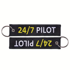 24/7 Pilot Embroidered Keychain