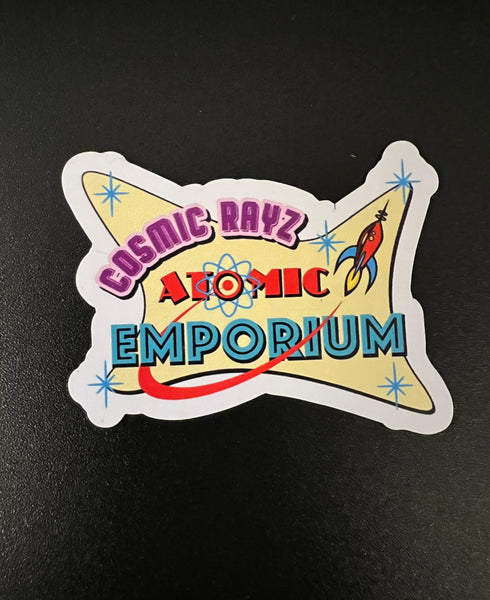 Cosmic Rayz Atomic Emporium Logo Mini Sticker