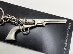 Six Shooter Pewter Keychain