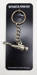 Scuba Diver Frogman 3D Pewter Keychain