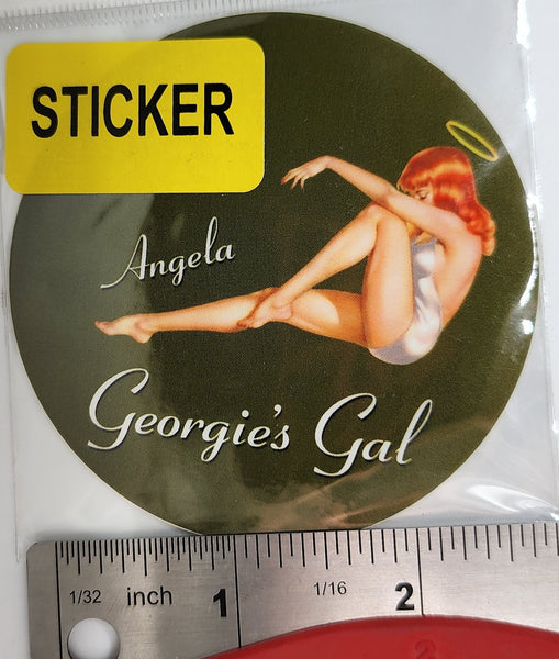 B-25 "Georgie's Gal" Angela Nose Art Round Sticker