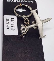 Learjet C-21 Airplane Pewter Keychain