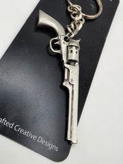 Six Shooter Pewter Keychain