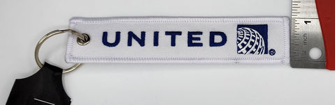 United Airlines Logo White/Blue Embroidered Keychain