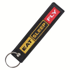 Eat Sleep Fly Embroidered Keychain