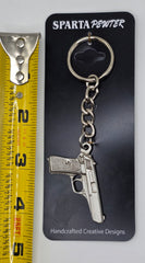 9mm Pistol Pewter Keychain