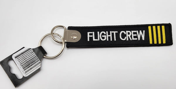 Flight Crew with Gold Stripes Embroidered Keychain