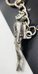 Scuba Diver Frogman 3D Pewter Keychain