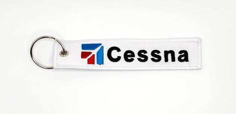 Cessna Logo Black/White Embroidered Keychain