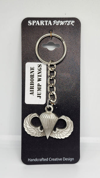 US Army Airborne Wings Pewter Keychain