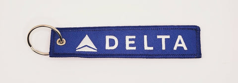 Delta Airlines Logo Blue/White Embroidered Keychain