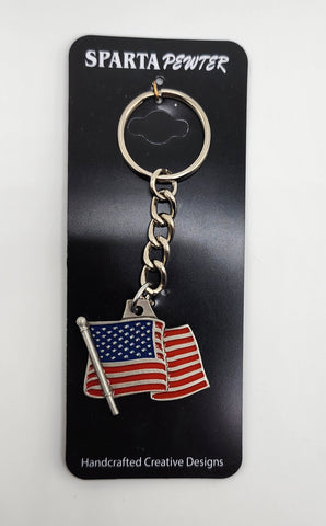 United States Flag 2D Pewter Keychain