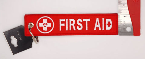 First Aid Red/White Embroidered Keychain