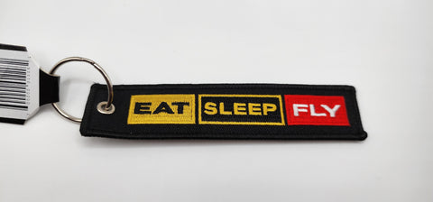 Eat Sleep Fly Embroidered Keychain
