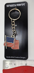 United States Flag 2D Pewter Keychain