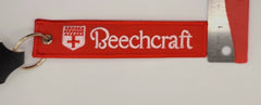 Beechcraft Logo White/Red Embroidered Keychain