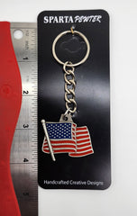 United States Flag 2D Pewter Keychain