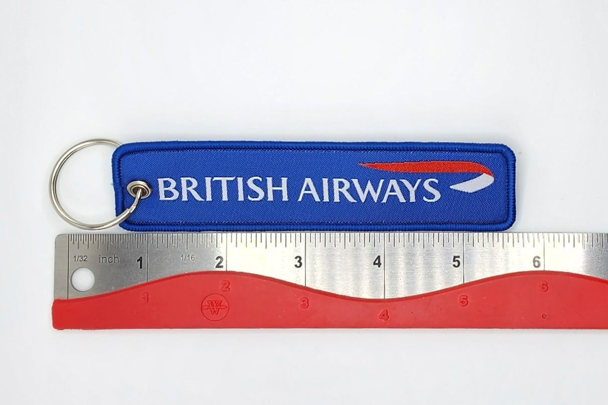 British Airways Airlines Logo White/Blue Polyester Keychain Tag