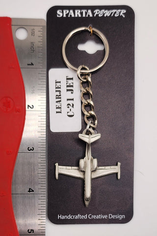 Learjet C-21 Airplane Pewter Keychain