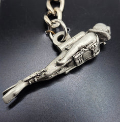 Scuba Diver Frogman 3D Pewter Keychain