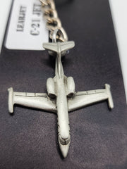 Learjet C-21 Airplane Pewter Keychain