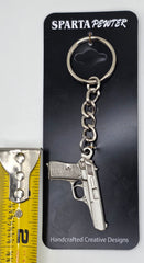 9mm Pistol Pewter Keychain