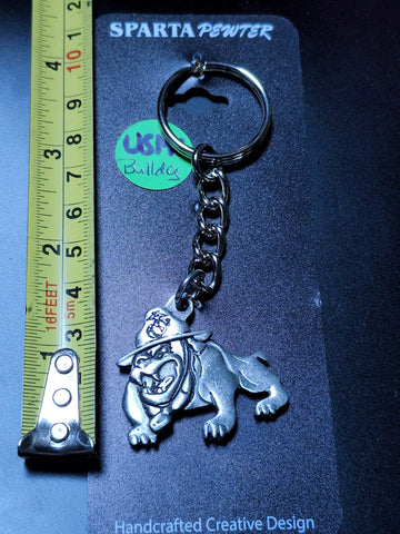 USMC Bulldog Mascot Pewter Keychain