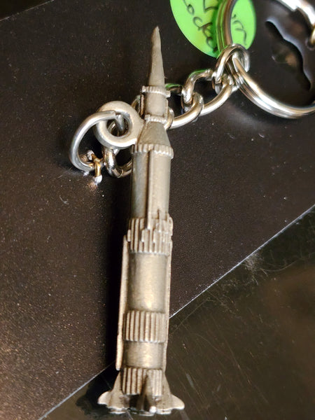 NASA 3D Saturn V Rocket Pewter Keychain
