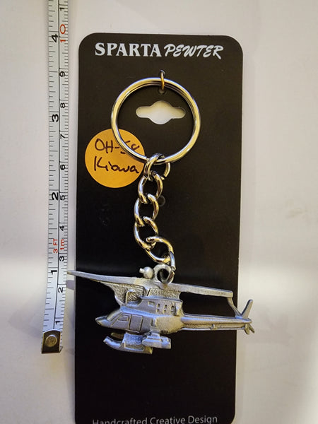 Bell OH-58 Kiowa Helicopter Pewter Keychain