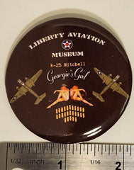B-25 "Georgie's Gal" Airplane Nose Art & Bombs Button Pin