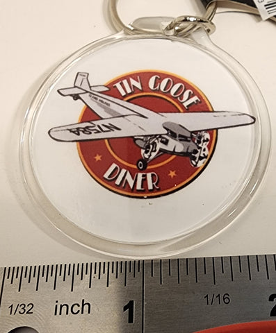 Tin Goose Diner Tri-Motor Logo Round Acrylic Keychain