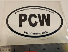 Oval "PCW" (Erie-Ottawa International Airport) Euro Acronym Sticker