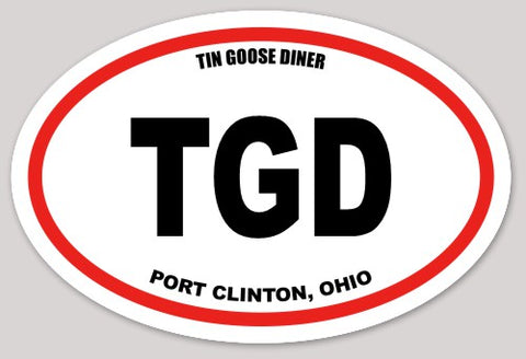 Oval "TGD" Tin Goose Diner Euro Acronym Sticker