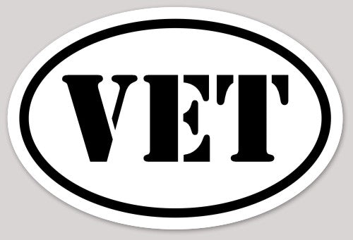 Oval "VET" euro acronym sticker