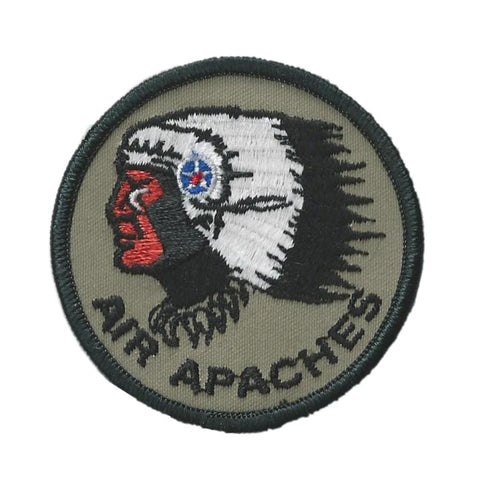 3" diameter embroidered patch with Air Apaches logo.